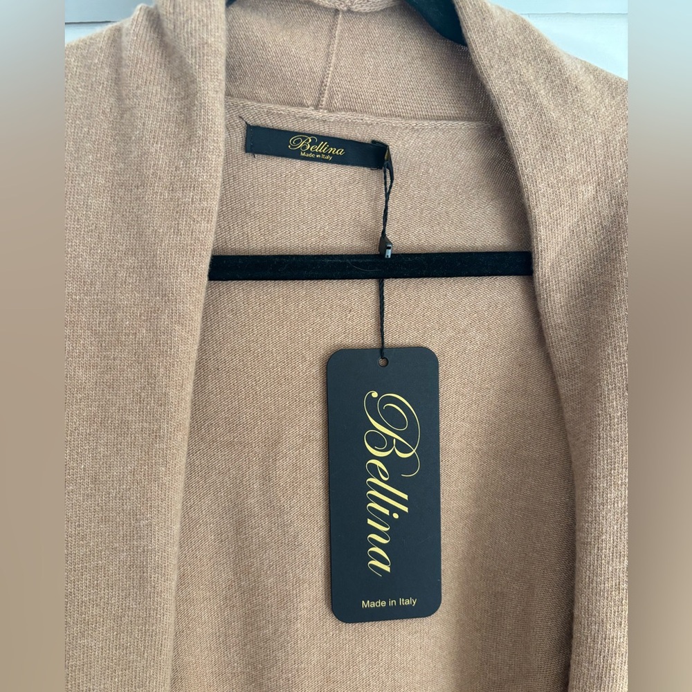 Bellina 100% Cashmere Cardigan | Made in Italy | Open Front Camel Sweater | NWT - Picture 5 of 5